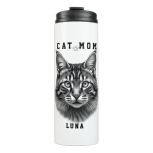 Personalized Custom Cat Mom Shirt with Photo Thermal Tumbler