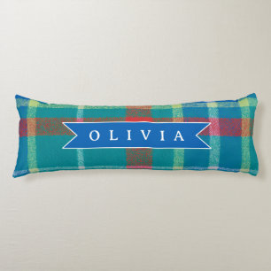Personalized Custom Classic Blue Plaid Preppy Body Cushion