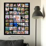 Personalized Custom Color 45 Photo Collage Poster<br><div class="desc">Easily create a personalized photo memories custom color poster or print (shown in black) to display utilizing this easy-to-upload photo collage template with 45 pictures and your custom text as an overlay on the center picture. Showcase your photography or commemorate a special event or milestone or for a meaningful, memorable...</div>