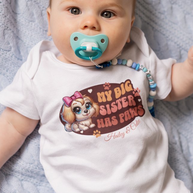 Personalized custom cute baby and dog  baby bodysuit (Creator Uploaded)