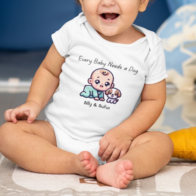 Personalized custom cute baby and dog  bodysuit (Creator Uploaded)