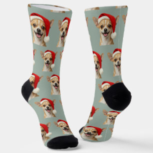 Personalized Custom Cute Chihuahua Christmas Socks