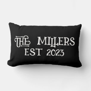 PERSONALIZED CUSTOM FAMILY NAME BLACK LUMBAR CUSHION