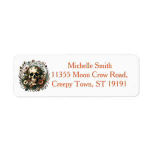 Personalized Custom Floral Sugar Skull Halloween Return Address Label