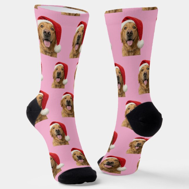Personalized Custom Golden Retriever Christmas  Socks (Angled)