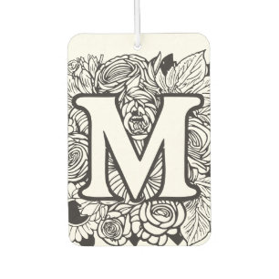 Personalized Custom Monogram Black and White Flora Car Air Freshener