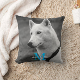 Personalized Custom Monogram Elegant Dog Pet Photo Cushion
