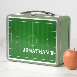 Personalized Custom Name Soccer Field Metal Lunch Box