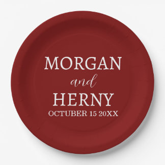 Personalized Custom Name Stylish Minimal Wedding  Paper Plate