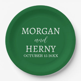 Personalized Custom Name Stylish Minimal Wedding  Paper Plate