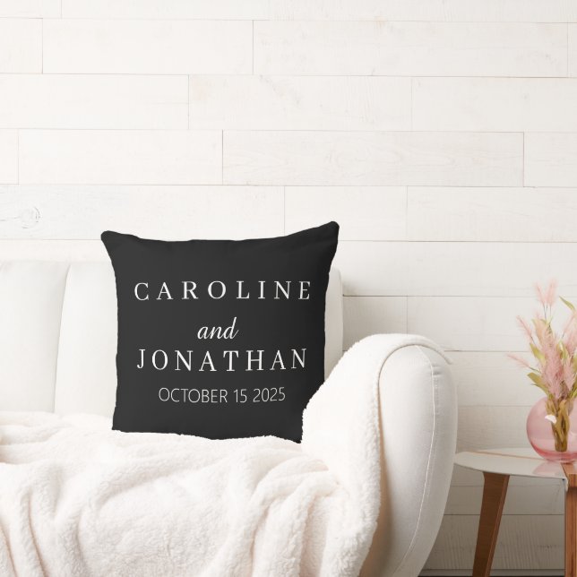 Personalized Custom Name Stylish Modern Wedding Cushion (Couch)
