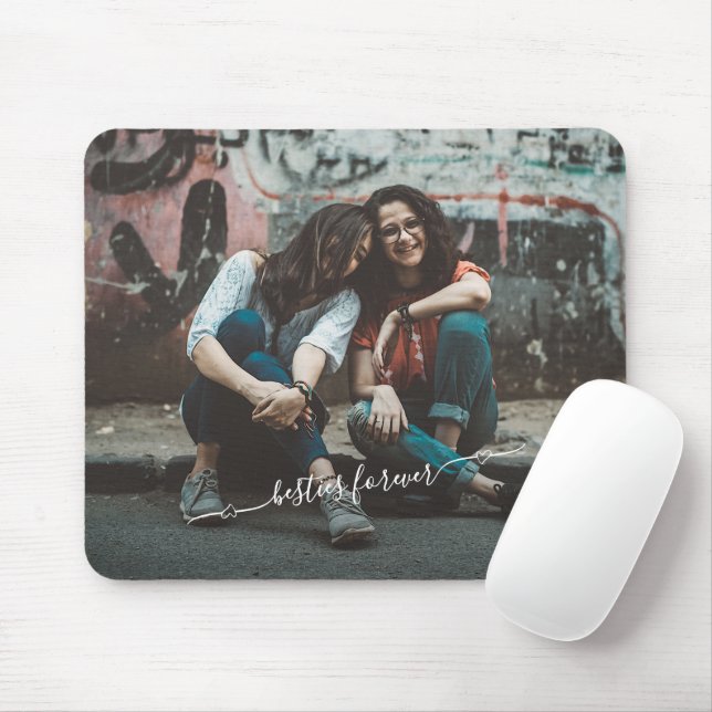 Personalized Custom Photo And Names Best Friends Mouse Pad (With Mouse)