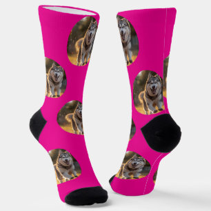 Personalized Custom Photo Blob - Husky Dog Face Socks