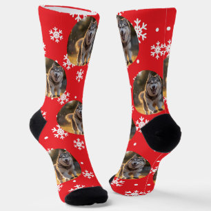 Personalized Custom Photo Blob - Snowflake Husky Socks
