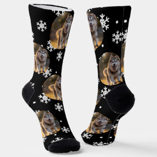 Personalized Custom Photo Blob - Snowflake Husky Socks