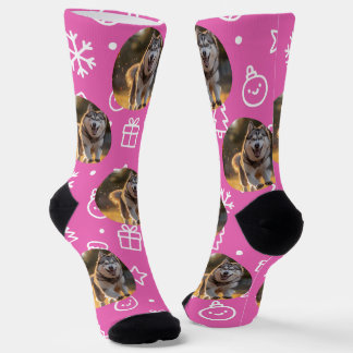 Personalized Custom Photo Blob - Winter Husky  Socks