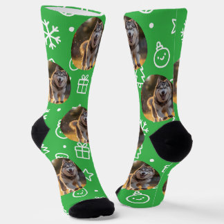 Personalized Custom Photo Blob - Winter Husky Socks