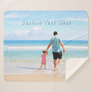 Personalized Custom Photo Sherpa Blanket with Text
