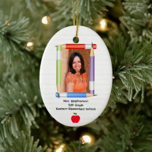Personalized Custom Photo Teacher School Ceramic Ornament