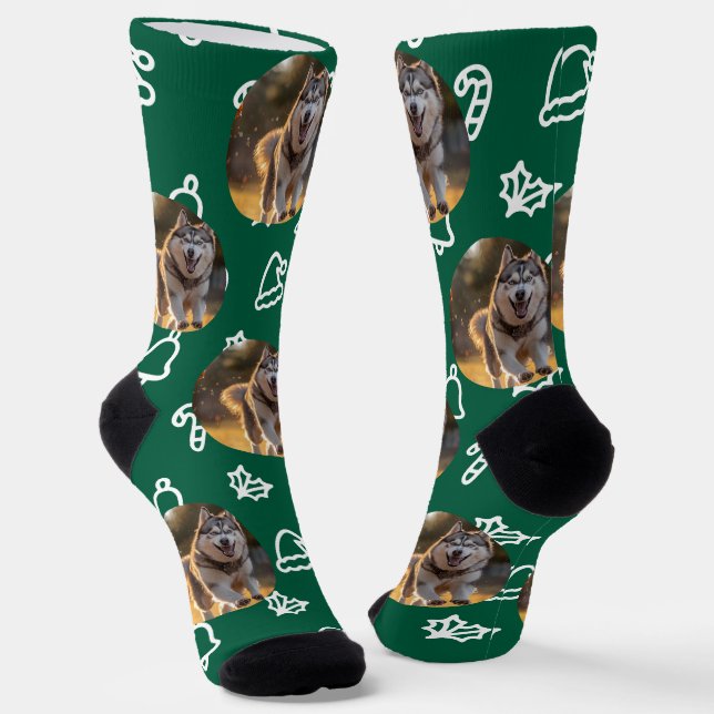 Personalized Custom Photo - Winter Celebration Socks (Angled)