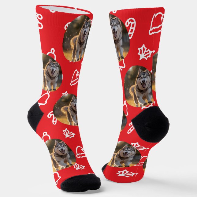 Personalized Custom Photo - Winter Celebration Socks (Angled)