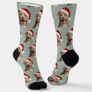 Personalized Custom Pitbull Christmas  Socks