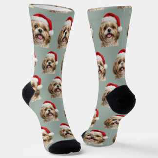 Personalized Custom Shitszu Christmas  Socks