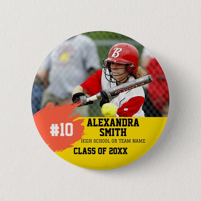Personalized Custom Softball Player Graduation 6 Cm Round Badge (Front)