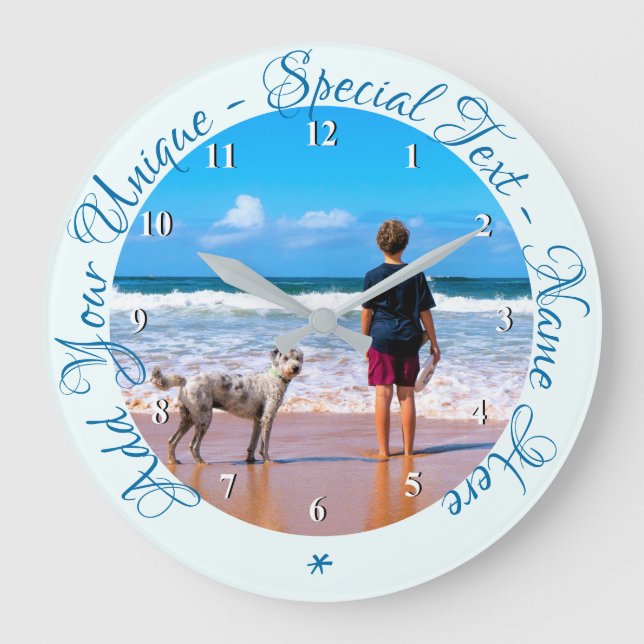 Personalized Custom Text and Your Pet Photo Clock (Front)