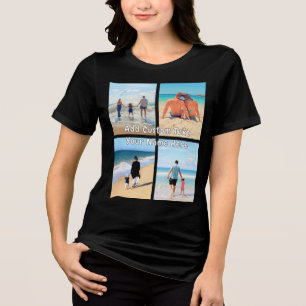 Personalized Custom Text and Your Photo Collage Tri-Blend Shirt