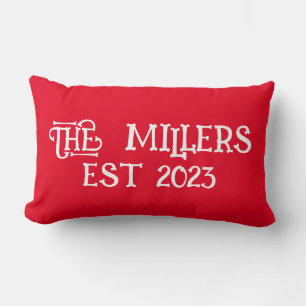 PERSONALIZED CUSTOM WEDDING RED LUMBAR CUSHION
