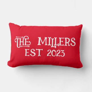 PERSONALIZED CUSTOM WEDDING RED LUMBAR CUSHION