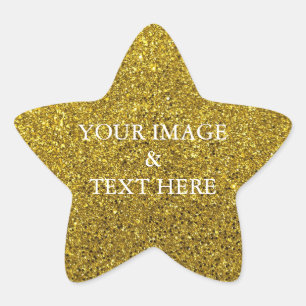 Personalized Custom Your Own Photo & Text Gold Sta Star Sticker