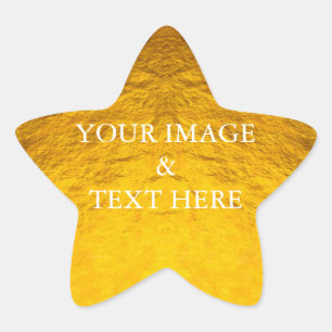 Personalized Custom Your Own Photo & Text Gold Star Sticker
