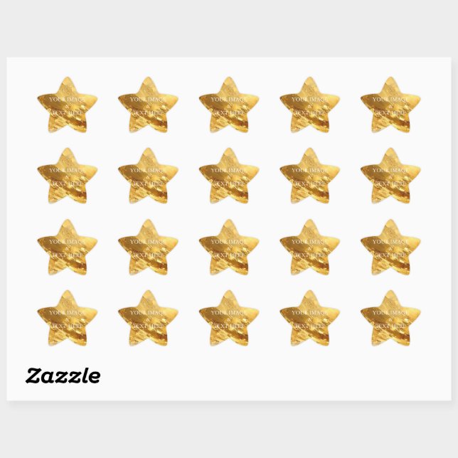 Personalized Custom Your Own Photo & Text Gold Star Sticker (Sheet)