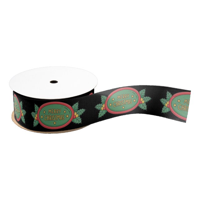 Personalized Customized Merry Christmas Grosgrain Ribbon (Spool)