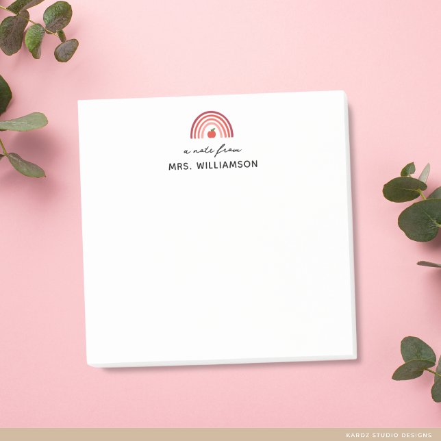 Personalized Cute A Note From Teacher Name (Post-it notes are shown in 3 x 3 inches. Personalize with the teacher's name.)