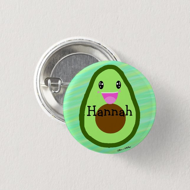 Personalized Cute Avocado Guacamole Lover 3 Cm Round Badge (Front & Back)