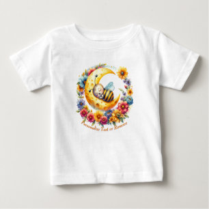 Personalized Cute Baby Bumble Bee Sleeping on Moon Baby T-Shirt