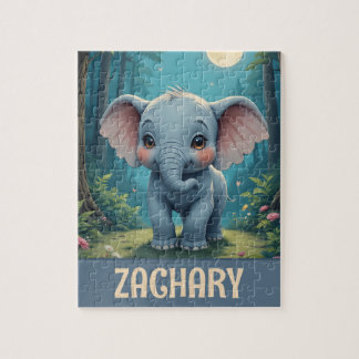 Personalized Cute Baby Elephant Whimsical  Jigsaw Puzzle