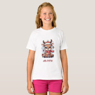 Personalized Cute Baby Reindeer Christmas Kids  T-Shirt