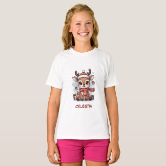 Personalized Cute Baby Reindeer Christmas Kids  T-Shirt