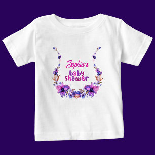 Personalized Cute Baby Shower Floral Pattern T-Shirt