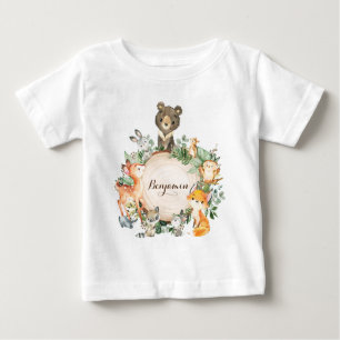 Personalized Cute Baby Woodland Forest Animals Baby T-Shirt