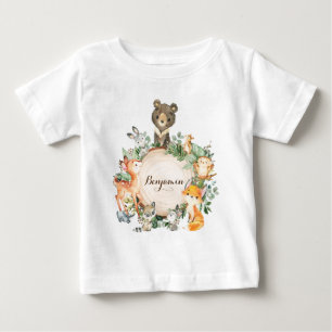 Personalized Cute Baby Woodland Forest Animals T-Shirt