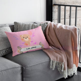 Personalized Cute Bear & Balloon Accent Pillow | C
