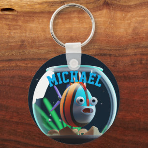 PERSONALIZED CUTE BIG-EYED FISH FOR FISH LOVERS KEY RING
