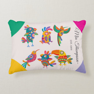 Personalized cute birds Colorful handdrawn Pinky Decorative Cushion
