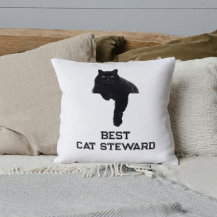 Personalized Cute Black Cat Photo Funny Quote Pet Cushion