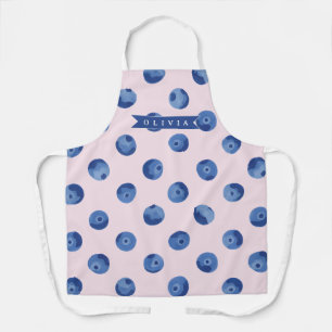 Personalized Cute Blueberry Watercolor Gift Name Apron